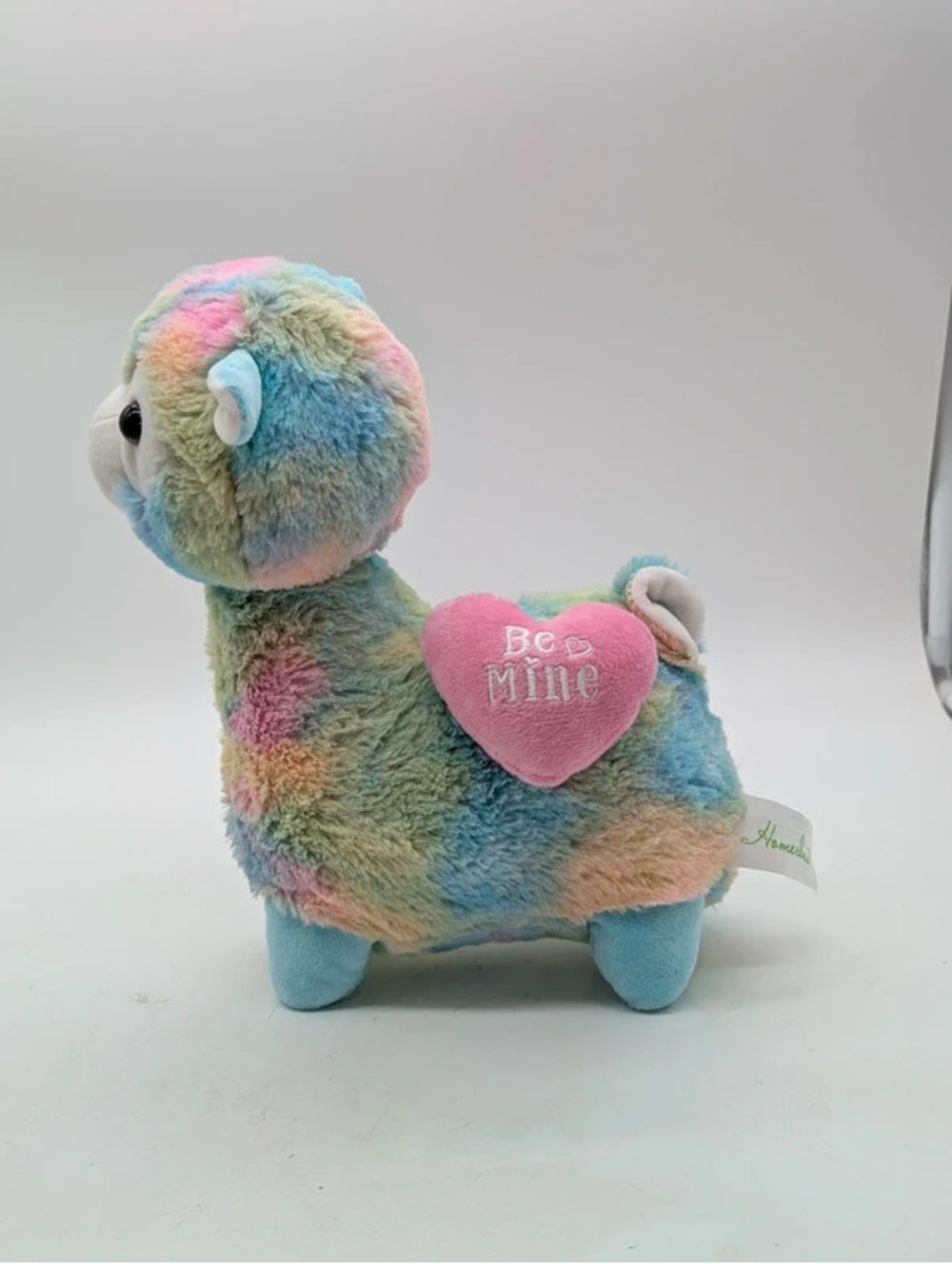 Homerbest Pastel Tie-Dye Llama Plush Valentine "Be Mine" Heart 9"